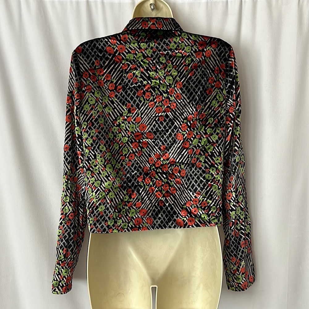 Ettitwa by Anthropologie Floral Long Sleeve Velvet Blazer Jacket Coat **Sz 2** - Picture 2 of 4
